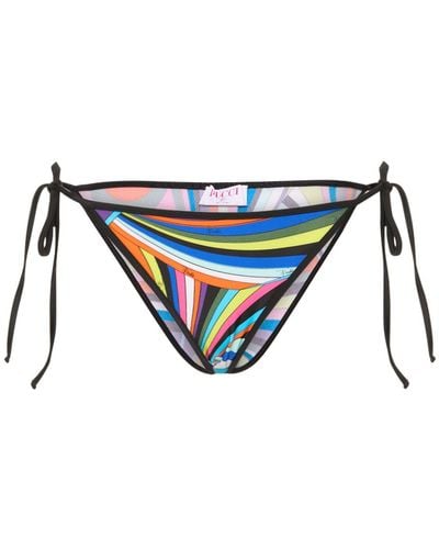 Emilio Pucci Slip bikini iride in lycra stampata - Blu