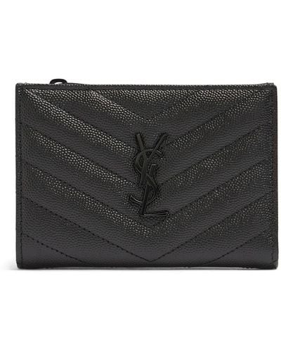 Saint Laurent Monogram Leather Bifold Wallet - Gray