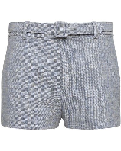 Prabal Gurung Shorts de tweed de mezcla de algodón con cinturón - Gris