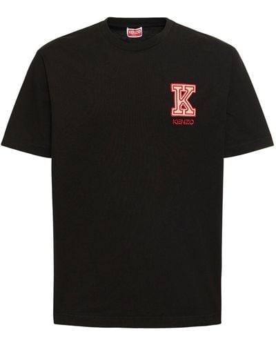 KENZO T-shirt Aus Baumwolljersey "k-crest" - Schwarz