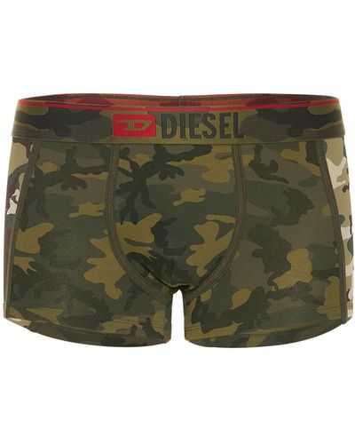 DIESEL Printed Cotton Stretch Boxers - Green