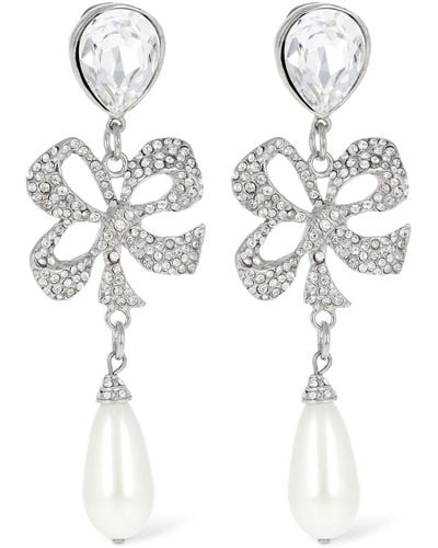 Alessandra Rich Orecchini con cristalli e perle d'imitazione - Bianco