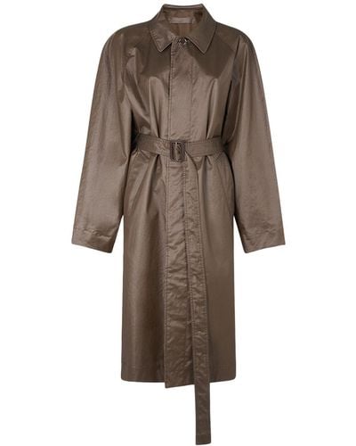Lemaire Belted Cotton Long Raincoat - Natural