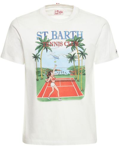Mc2 Saint Barth Tennis Club Print Cotton Jersey T-shirt - Grey