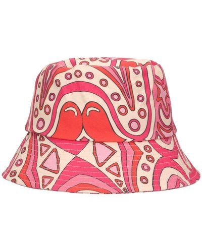 Lack of Color Shore Printed Cotton Bucket Hat - Red