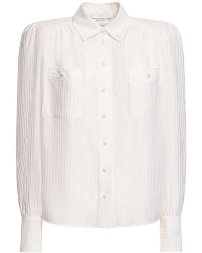 Alessandra Rich Silk Jacquard Shirt W/Pockets - White