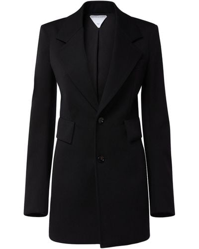 Bottega Veneta Curved Sleeves Light Wool Jacket - Black