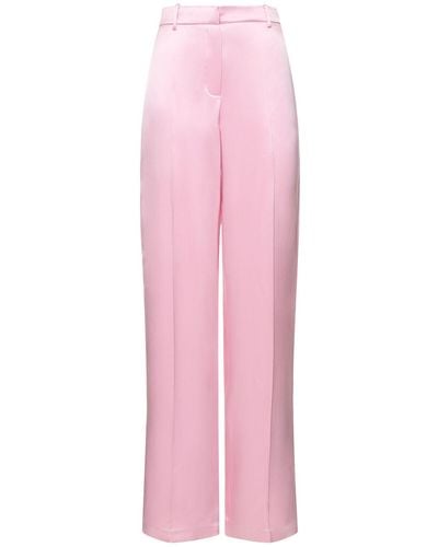 Magda Butrym Silk Satin Mid Rise Straight Trousers - Pink