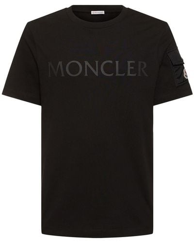 Moncler Laminated Logo Cotton T-shirt - Black