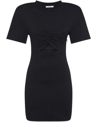 Nensi Dojaka Cotton Jersey Draped Cutout Mini Dress - Black