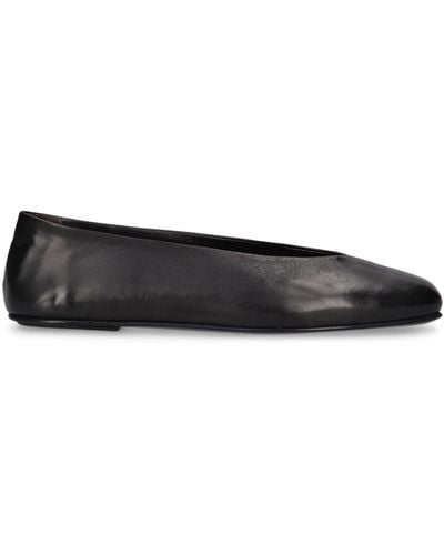 The Row Eva Leather Flat Shoes - Black