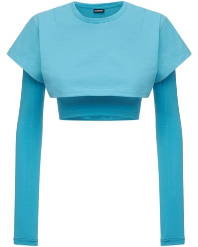 Jacquemus T-shirt Aus Baumwolljersey "le Double Tshirt" - Blau