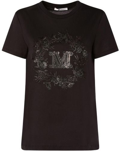 Max Mara T-shirt en coton brodé elmo - Noir