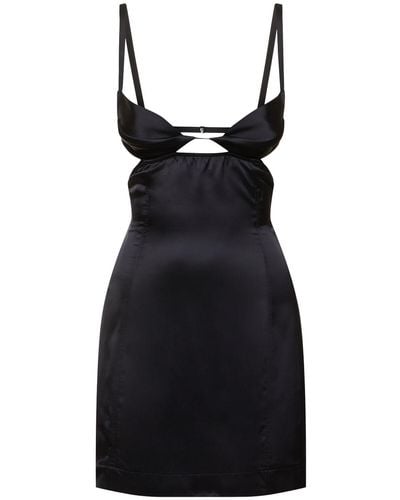 Nensi Dojaka Double Petal Satin Mini Dress - Black