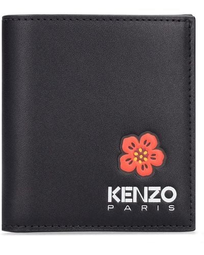 KENZO Boke Print Leather Mini Fold Wallet - Blue