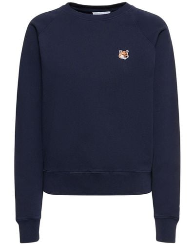 Maison Kitsuné Fox Head Patch Cotton Jersey Sweatshirt - Blue