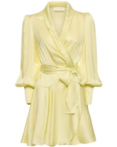 Zimmermann Silk Mini Wrap Dress - Yellow