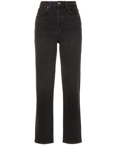 Anine Bing Bry High Rise Straight Jeans - Black