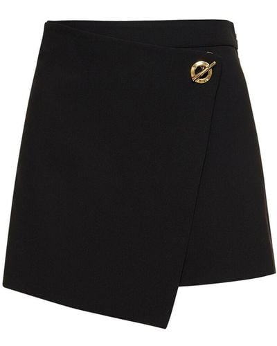 Moschino Stretch Crepe Front Wrap Shorts - Black
