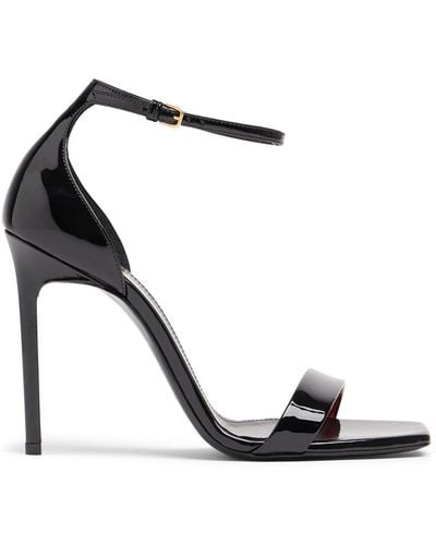 Saint Laurent 105Mm Amber Patent Leather Sandals - Black