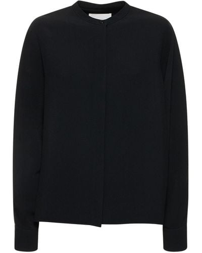 Jil Sander Double Viscose Crepe Kimono Sleeve Shirt - Black