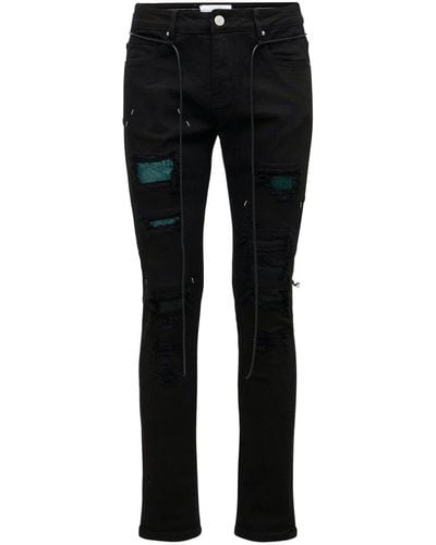 Lifted Anchors Velvet Faux Pearl Jeans - Black
