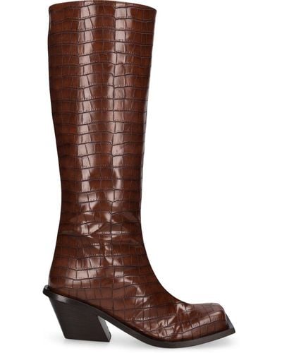 Gia Borghini 60mm Blondine Faux Leather Cowboy Boots - Brown