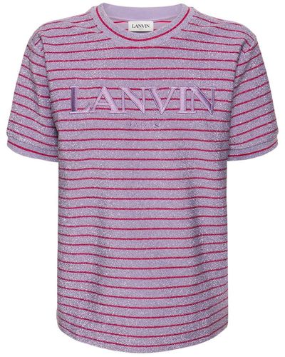 Lanvin Camiseta De Jersey De Mezcla De Viscosa Con Logo - Morado