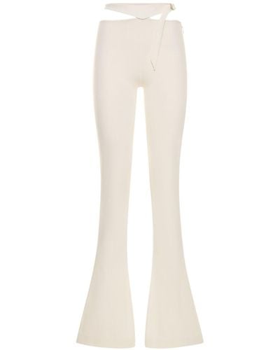 The Attico Compact Tech Jersey Cutout Flared Trousers - White