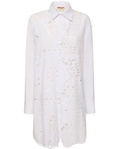 Ermanno Scervino Embroidered Cotton Oversized Shirt - White