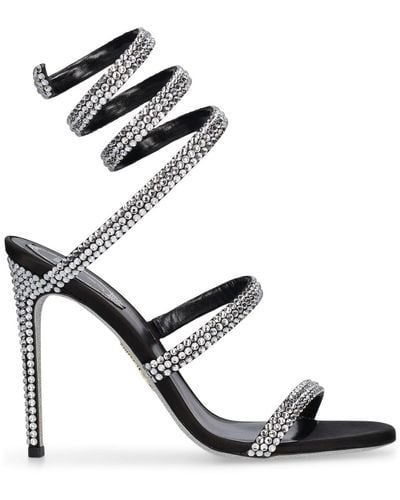 Rene Caovilla 105mm Satin & Crystal Sandals - Black