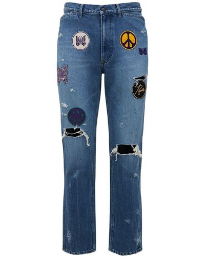 Needles Jeans De Denim De Algodón Con Parches - Azul