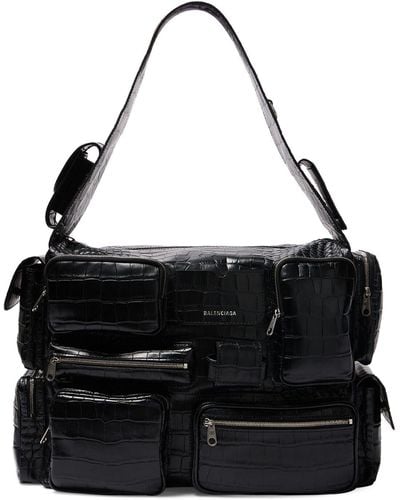 Balenciaga Large Leather Superbusy Sling Bag - Black