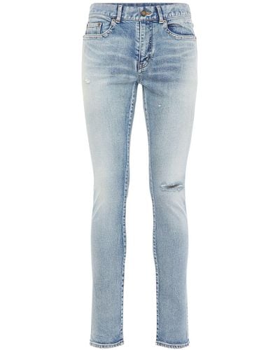 Saint Laurent 15Cm Skinny Low Waist Cotton Denim Jeans - Blue