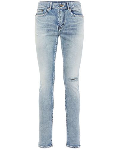 Saint Laurent 15cm Enge Jeans Aus Baumwolldenim - Blau