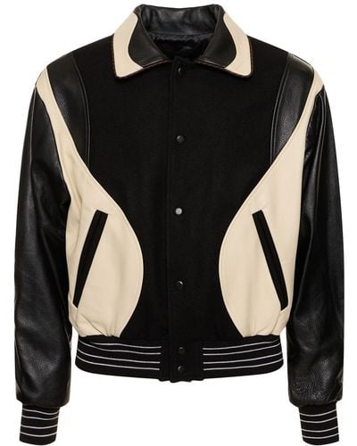 ANDERSSON BELL Giacca varsity robyn in lana e pelle - Nero