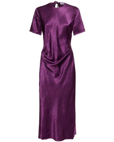 Acne Studios Satin Short Sleeved Midi Wrap Dress - Purple