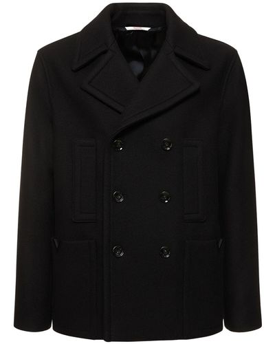 Valentino Double Wool Peacoat - Black