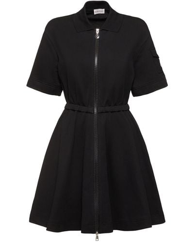 Moncler Cotton Polo Shirt Dress - Black