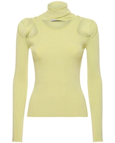 Coperni Cutout Stretch Viscose Knit Sweater - Yellow