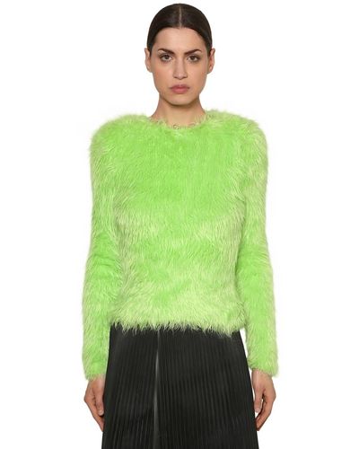 Balenciaga Faux Fur Sweater - Green