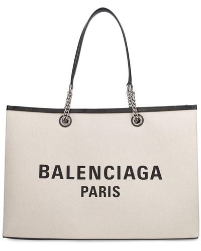 Balenciaga Grand sac cabas en coton mélangé duty free - Neutre