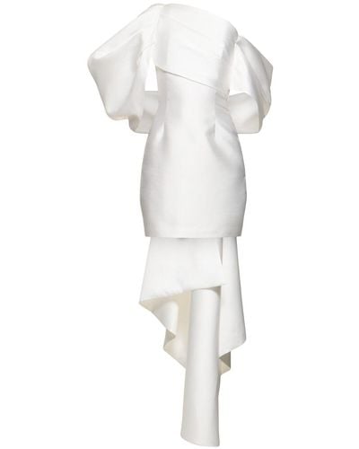 Solace London Ula Twill Mini Dress W/ Maxi Bow - White