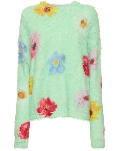 Acne Studios Flowers Oversized Furry Sweater - Green