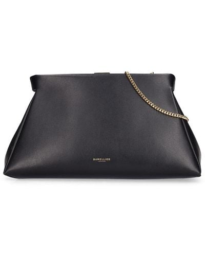 DeMellier London Cannes Smooth Leather Clutch - Black