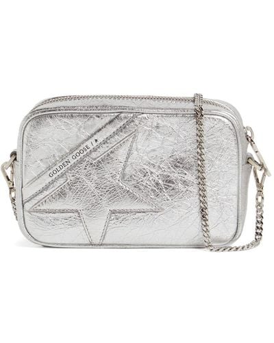 Golden Goose Borsa mini star in pelle metallizzata - Grigio