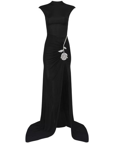 David Koma Embroidered Rose Maxi Dress - Black