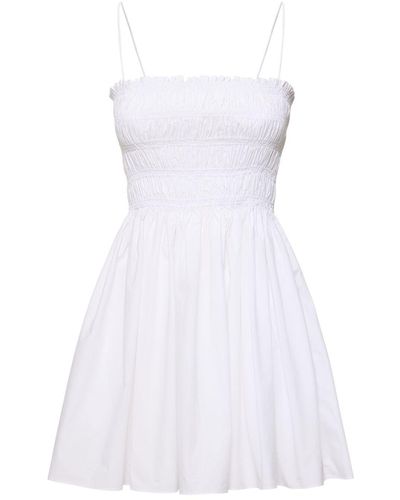 Matteau Gathered Cotton Mini Dress - White