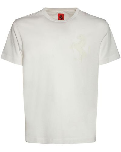 Ferrari T-shirt In Cotone - Bianco