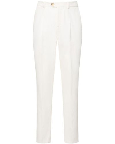 Brunello Cucinelli Pantaloni dritti in gabardina di cotone - Bianco